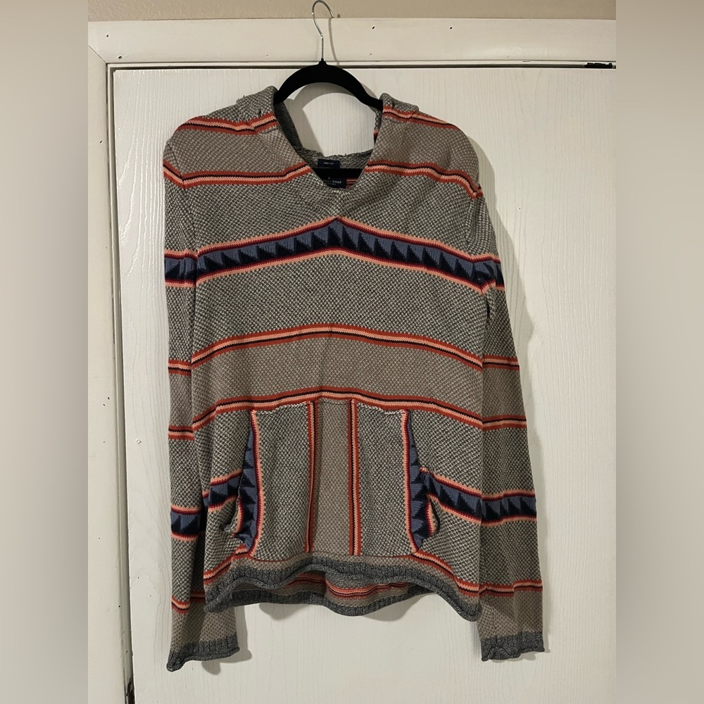 American Eagle Outfitters V-Neck Sweater - Gray and Red